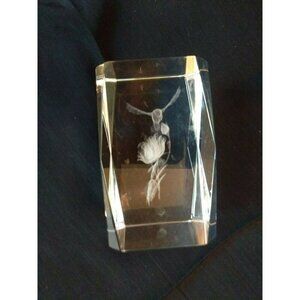 Crystal Image 3D Laser Etched Crystal Glass Cube‎ paperweight Hummingbird flower